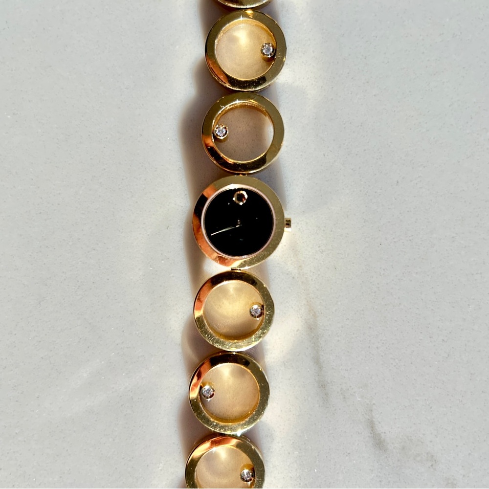 Movado Crystal Gold-Tone Bracelet Watch - Museum Dial